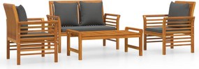 vidaXL Set mobilier de grădină cu perne, 4 piese, lemn masiv de acacia