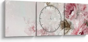 Tablou - Pictura flori roz (cu ceas) (90x30 cm)
