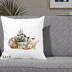 Perna Decorativa Colt Cozy de Craciun Boho, 40x40 cm, Alba Mata, Husa Detasabila, Perna Inclusa, BEKZ®