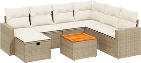 vidaXL Set canapele de grădină, 8 piese, cu perne, bej, poliratan