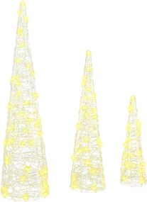 vidaXL Brad de Crăciun cu 90 LED 3 pcs Alb cald 20 x 20 x 80 cm Acril