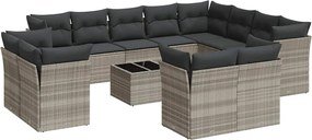 vidaXL Set canapele de grădină cu perne, 13piese gri deschis poliratan