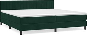 vidaXL Pat box spring cu saltea, verde închis, 200x200 cm, catifea