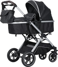 Carucior nou nascuti 2 in 1 NOVOKIDS™ H3100 series, Cu geanta bebe, Cadru Aluminiu, Amortizoare, Roti din cauciuc plin AVE, Landou, Spatar reglabil 3