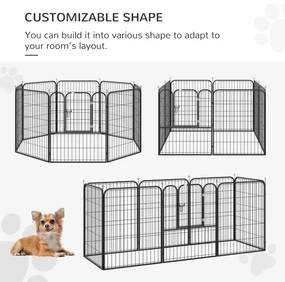 PawHut Tarc Modular Metalic pentru Animale, Flexibil și Ușor de Configurat, Dimensiuni 79x100 cm, Negru | Aosom România