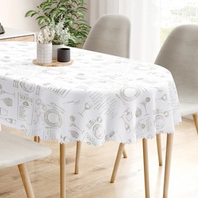 Goldea față de masă teflonată - servire masă pe alb - ovală 120 x 200 cm