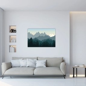 Tablou - Munții cu privirea graficeanului (90x60 cm)