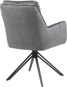Set de 2 scaune pivotante, metal negru, catifea gri grafit, PROMETHEUS