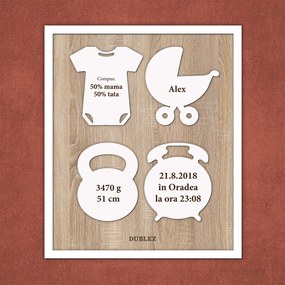 DUBLEZ | Tăbliță din lemn pentru nou-născut