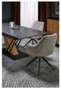 Masă de bucătărie Sterzo 140-180 x 90 cm, negru / stejar auriu