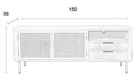 Masă TV crem din ratan Amaya – White Label