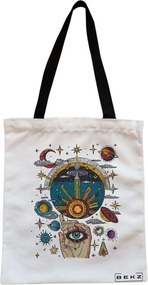 Sacosa de Panza pentru Cumparaturi, Geanta Tote, Energy Mood 2, Cu fermoar, 38x34.5 cm, Alba, BEKZ®