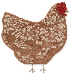 Covor pentru copii maro lavabil, țesut manual din bumbac 110x100 cm Chicken – Lorena Canals