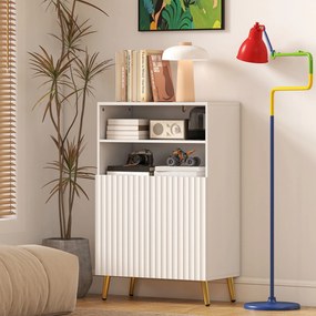 HOMCOM Dulap de Baie cu 2 Rafturi Deschise și Dulap, Dulap Compact cu Uși Amortizate, Raft Reglabil, pentru Bucătărie Living, 60x31.8x93 cm, Alb | Aosom Romania