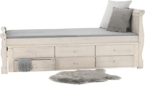Pat cu pat suplimentar, alb antic, 90x200, ANTIKO
