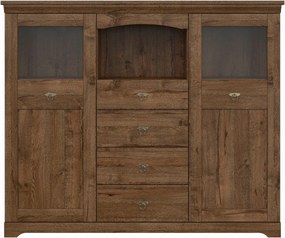 Vitrina PATRAS KOM2W4S, stejar april, PAL, 153x45x129 cm