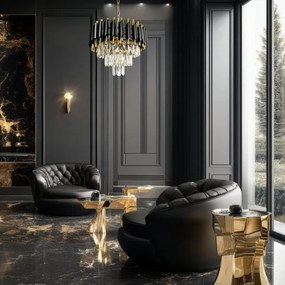 Lustră pe lanț CRISTAL 5xE14/40W/230V auriu/negru