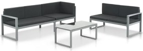 vidaXL Set mobilier de grădină cu perne 3 piese negru aluminiu