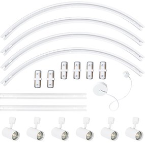 Sistem modern de iluminat pe șine cu 6 spoturi albe monofazate oval 100cm - Iconic Jeana