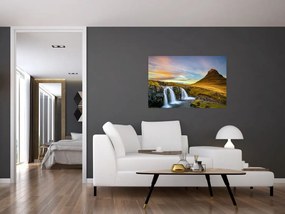 Tablou cu munții și cascade pe Islanda (90x60 cm)