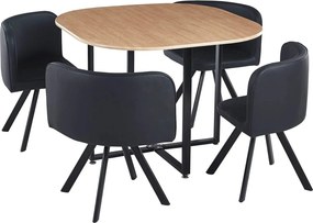 Set masa cu 4 scaune BEVIS NEW, stejar/negru