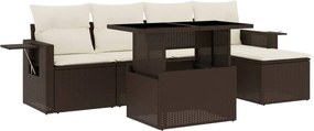 vidaXL Set canapele de grădină cu perne, 6 piese, maro, poliratan