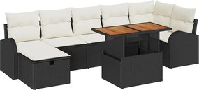 vidaXL Set de canapele pentru grădină cu pernă 8 pcs Negru poliratan