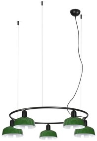 Lustra suspendata metal TATAWIN S 5L negru, verde