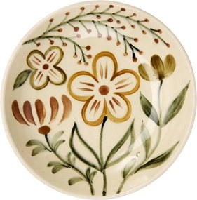 Tavă din ceramică stoneware pictată manual cu motive botanice folk, D26×H5,5 cm, „Folk Tray"