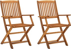 vidaXL Scaune de exterior pliabile, 2 buc., lemn masiv de acacia