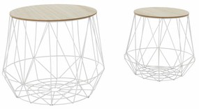Set măsuţe auxiliare, natural/alb, DALUX