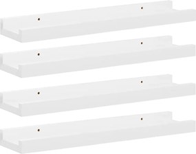 vidaXL Rafturi de perete, 4 buc., alb extralucios, 40x9x3 cm