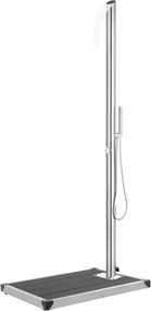 vidaXL Duș de grădină cu bază gri, 225 cm, oțel inoxidabil