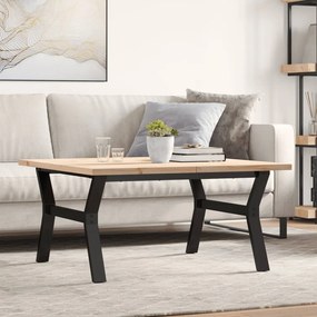 vidaXL Masă de cafea, cadru Y, 90x90x45,5 cm, lemn masiv pin și Oţel