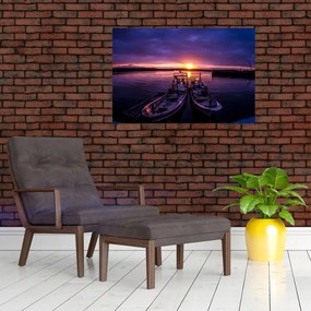 Tablou cu barci pescărești în port (90x60 cm)