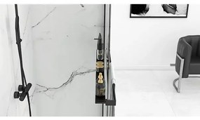 Paravan de dus tip Walk-in Rea Aero 80x195 cm si etajera cu suport negru
