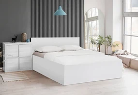 Pat de o persoana alb, SOFIA 120 x 200 cm Saltele: Cu saltele Deluxe 10 cm, Somiera pat: Cu lamele drepte