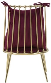 Scaun dining auriu / bordo din metal si stofa, 55 x 60 x 83 cm, Glam Backy Mauro Ferreti