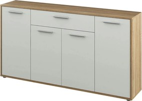 Comoda LUNIA, alb/stejar sonoma, 163x33x86 cm