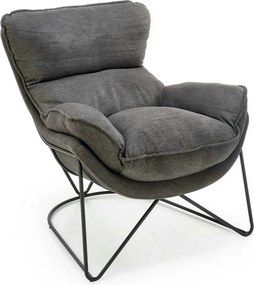 Scaun relaxare living VOLKER, gri, stofa clasica/metal, 75x88x85 cm