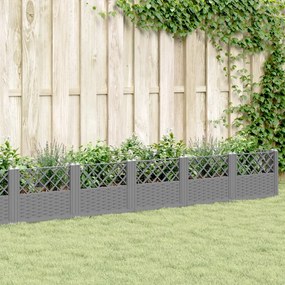 vidaXL Jardinieră grădină cu țăruși gri deschis 363,5x43,5x43,5 cm, PP