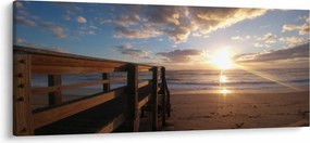 Tablou cu dig, plajă și mare (120x50 cm)
