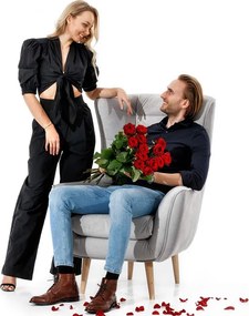 Fotoliu lemn masiv Sixty Matt Velvet 63, 85 × 90 × 103 cm