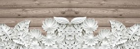 Fototapet - Florile albe ca labastru pe lemn (254x184 cm), în 8 de alte dimensiuni noi