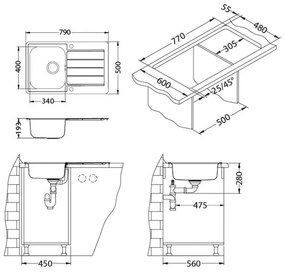 Chiuveta bucatarie inox satin cu picurator, reversibila, Alveus Line Max 80 SATIN, Reversibil