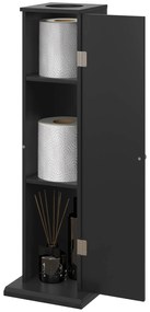 HOMCOM Suport hârtie igienică mobilier baie 3 niveluri și suport hârtie, pentru spații mici, negru | Aosom Romania