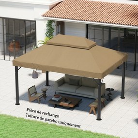 Outsunny Prelată de schimb pentru pavilion 4 x 3 m, acoperiș dublu cu orificii de scurgere, poliester 370 g/m², beige | Aosom Romania