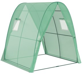 Outsunny Sera cu Arc, Saci de nisip și Acoperiș din Plastic, 2 Uși Glisante, Ferestre din Plasă, portabil, 1,8 x 1,8 x 2 m, Verde | Aosom Romania