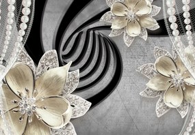 Fototapet - 3D flori aurii (147x102 cm)