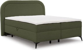 Pat boxspring verde cu spațiu de depozitare 180x200 cm Ornes – Ropez